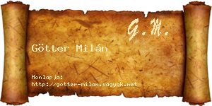 Götter Milán névjegykártya